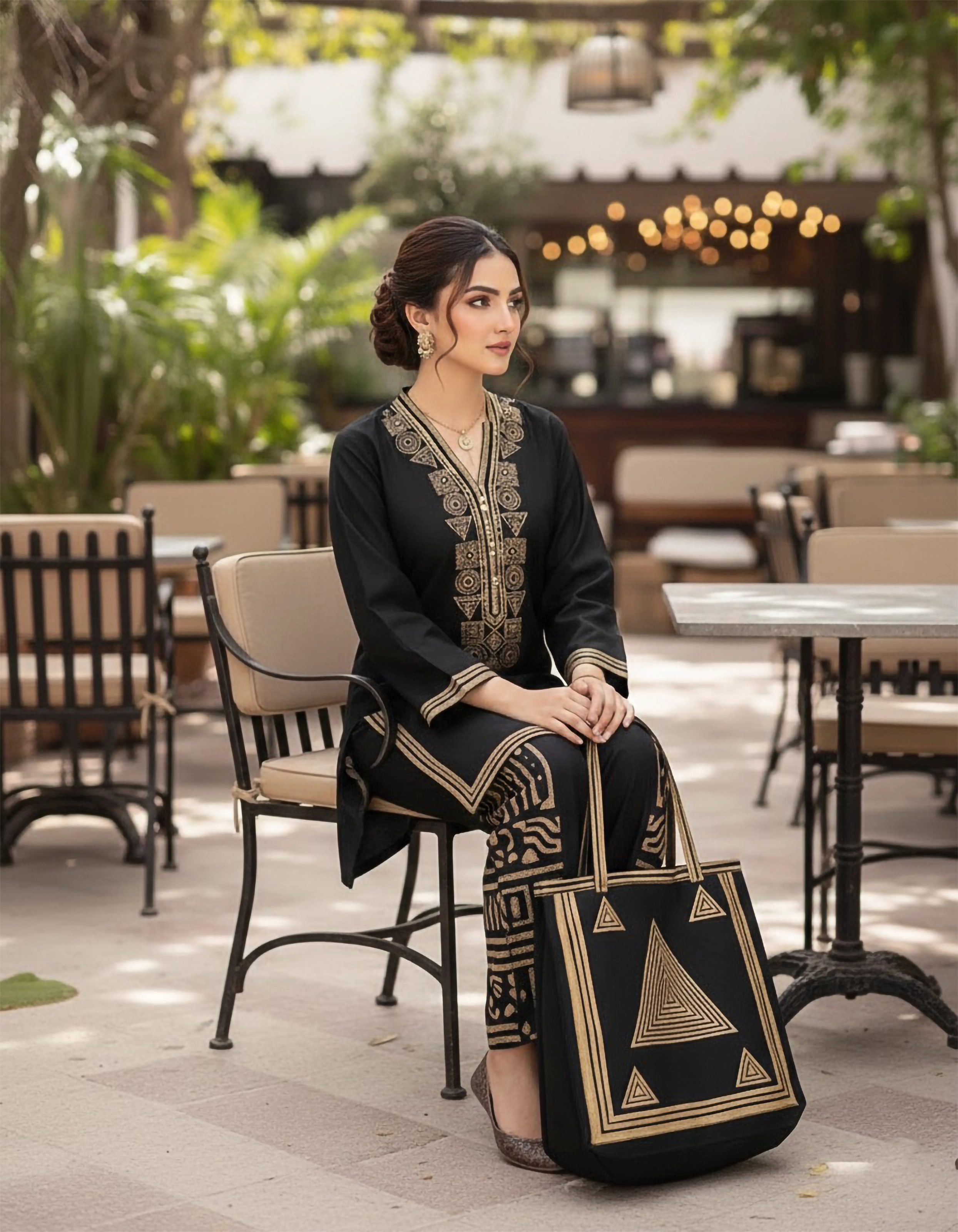 ZS GHAZAL WITH PRINTED BAG Hover