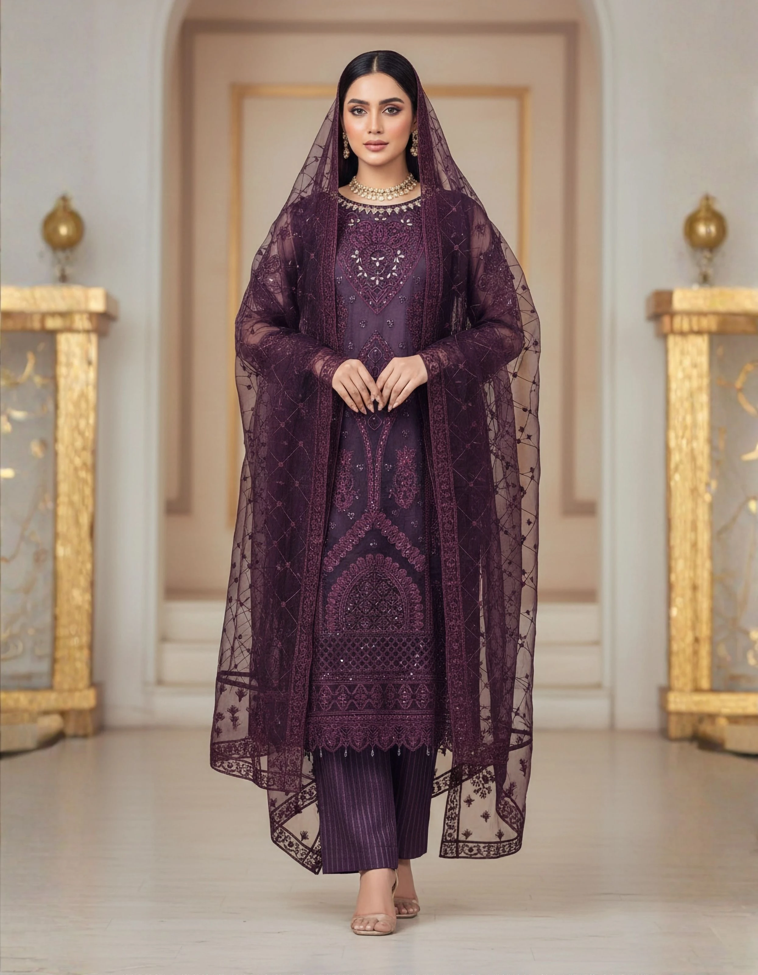 ZS SIGNATURE PLUM ORGANZA